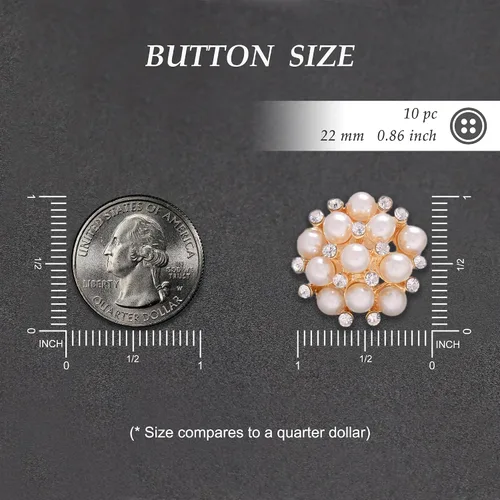 Vista 6 de Jerler 10 piezas de botones de diamantes de imitación de perlas adornos de cristal coser en botones de ropa