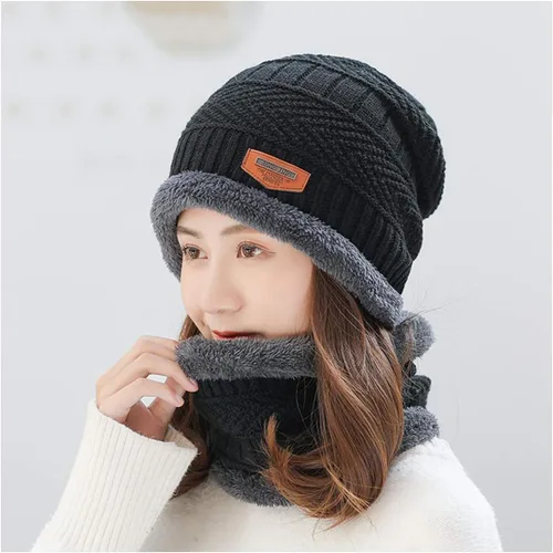 Vista 3 de Winter Knit Hat Scarf Neck Warmer Gloves Set for Women Knitting Hats Caps