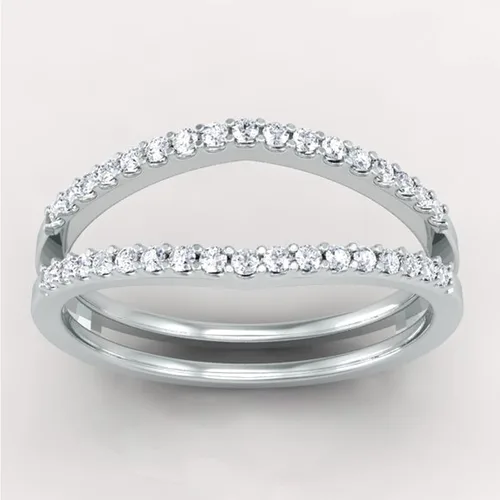 Vista 4 de Dazzlingrock - Anillo de boda redondo con diamantes blancos 10K oro blanco