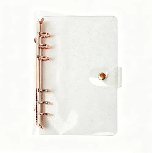 Vista 8 de Personal - Funda de PVC transparente A5, funda de PVC suave y transparente para cuaderno, 6 anillos, protector de 6 anillos con cierre de botón a