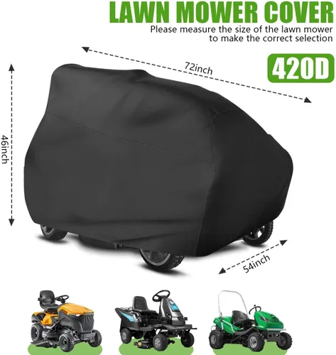 Vista 2 de KISEER Cubierta para Cortacésped de Exterior Impermeable Resistente Poliéster Oxford 420D Protección UV Cubierta para Tractor de Césped Se Adapta a