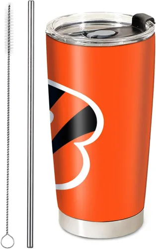 Vista 8 de Taza de fútbol aislada para café, vaso de viaje de acero inoxidable de 20oz con aislamiento al vacío, tapa y popote, tazas de café para bebidas
