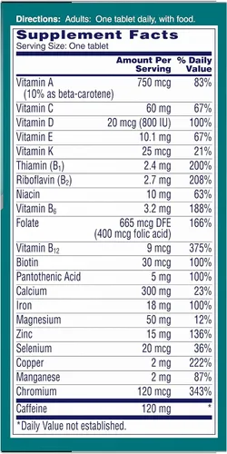 Vista 3 de Tabletas multivitamínicas completas para activar el metabolismo One-A-Day para mujeres, 50