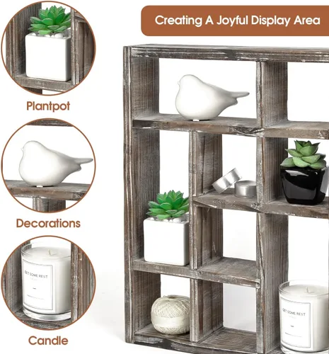 Vista 5 de J JACKCUBE DESIGN MK570A - Estante rústico multiranura, con 9 compartimentos, caja de sombra para montaje en pared, para colección, estuche cuadrado