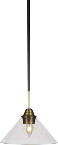 Vista 215 de Toltec Lighting Paramount - Mini colgante de 1 luz en acabado negro mate con cristal de arte perla de 7 pulgadas y estilo negro