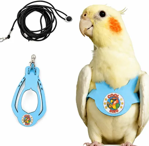 Vista 21 de Juego de arnés ajustable y correa para pájaros pequeños, apto para periquitos, conures, cacatúas, mejillas verdes, loros cuáqueros (verde, XS) 6350-6