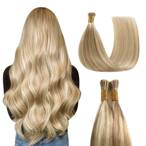Vista 21 de Sunya - Extensiones de cabello humano con punta en I de 14 pulgadas, color negro azabache, extensiones de cabello humano con punta en I, extensiones