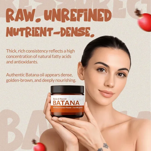 Vista 2 de Au Natural Organics Aceite de batana 100% puro con flores de resurrección para el crecimiento, hidratación, restauración, protección y volumen