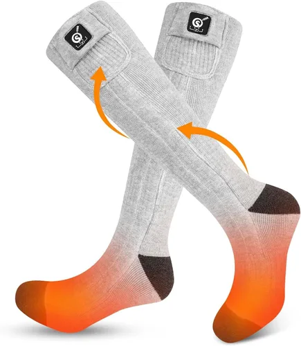 Vista 8 de SNOW DEER Calcetines térmicos para hombres y mujeres, batería recargable de 7.4 V, calentador eléctrico de pies de esquí para caza, pesca, camping