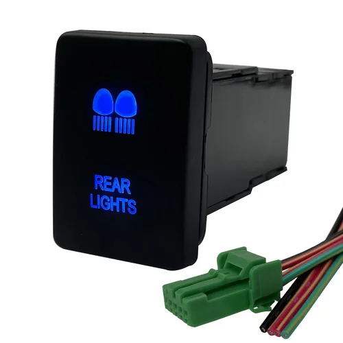 Vista 7 de Interruptor de botón de LED azul AIR COMP para Toyota Sequoia Highlander Landcruiser Tacoma 4Runner Highlander 3 amperios 12 V Botón de encendido