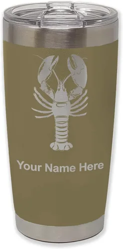 Vista 36 de LaserGram Vaso aislado al vacío de 20 onzas, langosta, grabado personalizado incluido (negro)