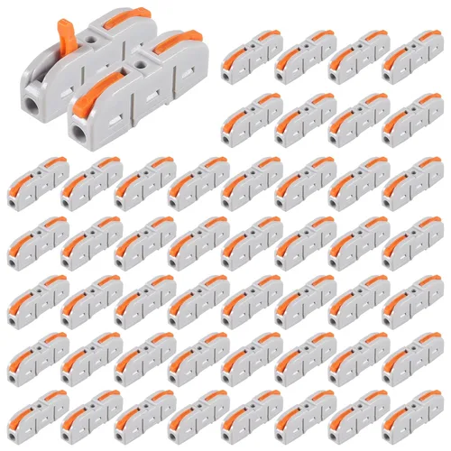 Vista 11 de Kit de conectores de cable de empalme eléctrico de conexión rápida, conectores de cable de palanca, terminales compactos en línea de empalme a tope