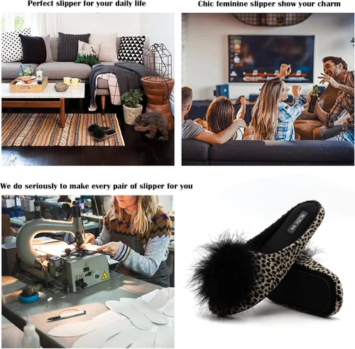 Vista 5 de Bctex Coll Pantuflas de terciopelo acogedoras, para mujer, con espuma viscoelástica, mullida, suela antideslizante, para el hogar y el dormitorio