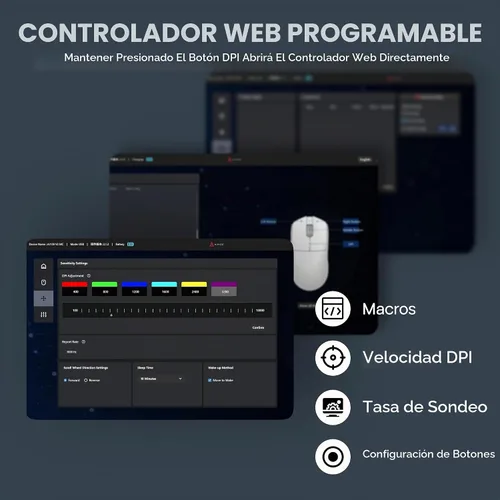 Vista 8 de MechLands AJAZZ AJ139 V2 MC Mouse para juegos con base de carga, ajustable 12,000 DPI, sensor PAW3311, 3 modos de mouse inalámbrico, batería de 500