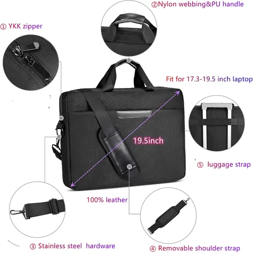 Vista 2 de Maletín negro de alta calidad para laptop de 17.3 a 18.4 pulgadas con hombro cruzado, bolsa de reproductor de DVD, bolsa de tablero de pintura