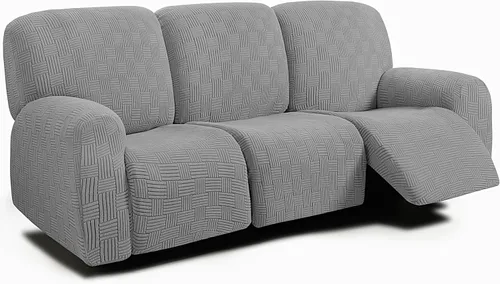 Vista 35 de ULTICOR - Juego de 8 fundas para sofá reclinable de jacquard, fundas elásticas para sofá reclinable para 3 cojines, gruesas, suaves, lavables