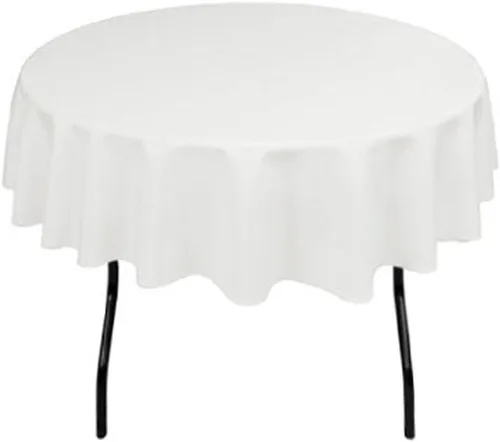Vista 7 de TEKTRUM Mantel redondo de poliéster de 70 pulgadas, tejido grueso, resistente, duradero, color negro
