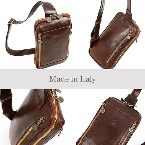Vista 4 de Bolso cruzado de cuero - Bolso bandolera marrón - Bolso bandolera para hombres y mujeres - Mochila de hombro hecha a mano - Resistencia al tiempo