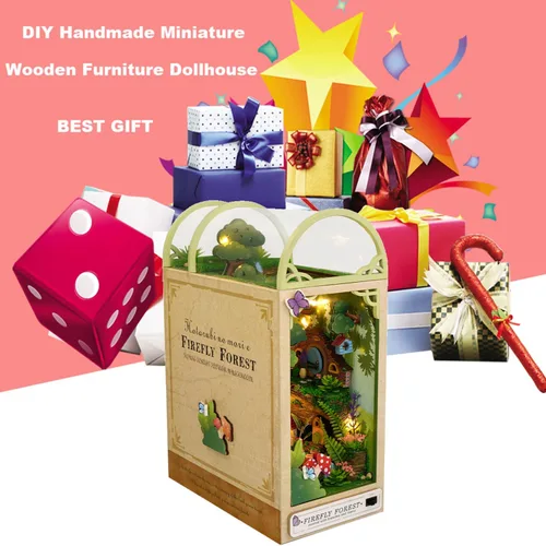 Vista 7 de Roroom Kit de Rincón de Libros DIY, Casa de Muñecas Booknook Inserto Decorativo para Estantería Callejón, Rompecabezas de Madera 3D con Inserto