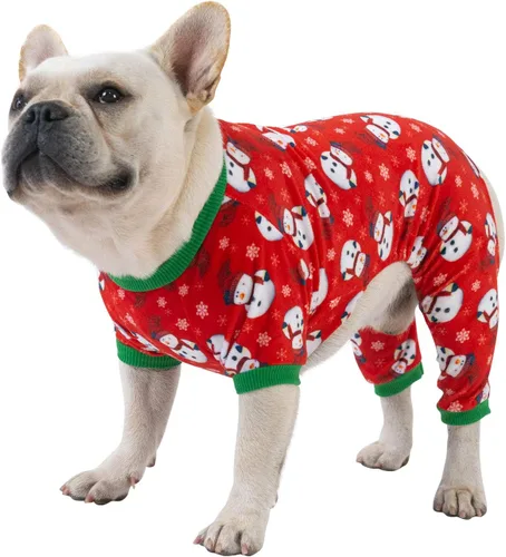 Vista 24 de CuteBone - Pijama de Halloween para perro, enterizos para cachorros, ropa suave para gatos, abrigo de Navidad para mascotas, cómodo traje de cuerpo