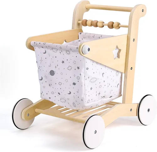 Vista 10 de Andador de madera Woodtoe para bebé, andador de empuje de velocidad ajustable, andador Montessori para niños y niñas, centro de actividades