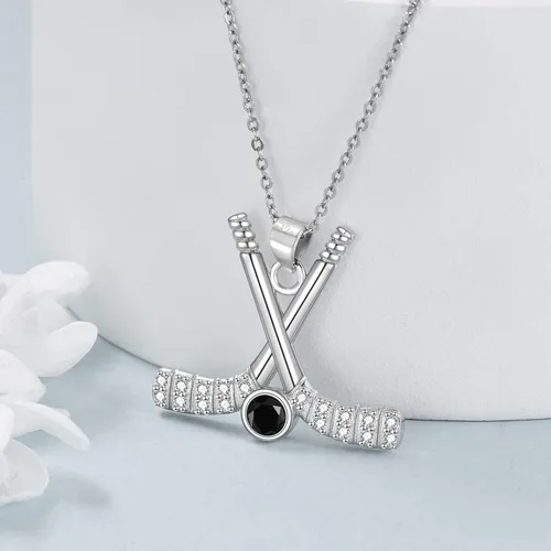 Vista 2 de YAFEINI Collar con colgante de plata de ley para violínvioloncheloguitarragolfhockey, joyería de música deportiva para mujeres y niñas