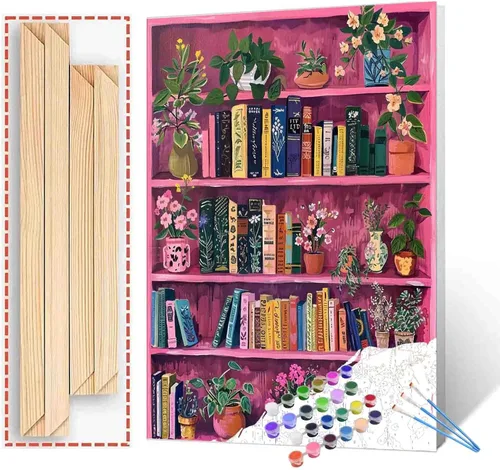 Vista 29 de Aihonmin Estantería 6 Pack Pintar por Números para Adultos Libros Pintura DIY sobre Lienzo con Pinceles Pigmento Manualidades DIY Pintura Acrílica