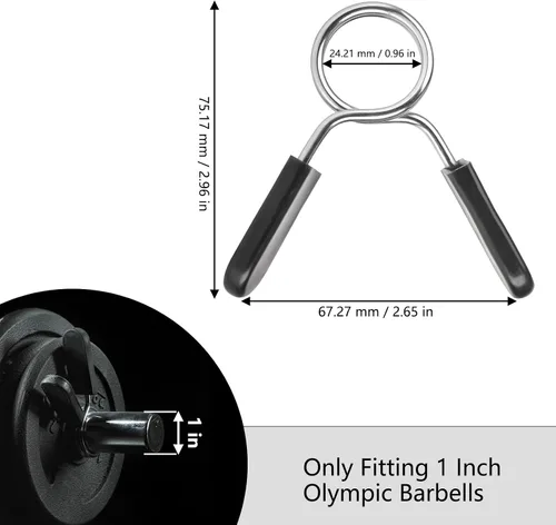 Vista 2 de AccEncyc Collares de clip de resorte de 1 pulgada, abrazaderas olímpicas para mancuernas, clips de barra de pesas para levantamiento de pesas