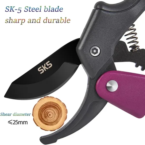 Vista 5 de Tijeras de jardín premium de 8 pulgadas, 3 veces más fácil de trabajar, tijeras para manos débiles por artritis (palanca de polea -podadoras- morado)