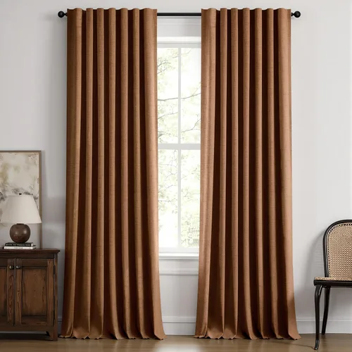Vista 94 de MIULEE Cortinas de lino 100% opacas para dormitorio, marfil sólido, decoración de lujo, aislamiento térmico, cortinas oscurecedoras para sala