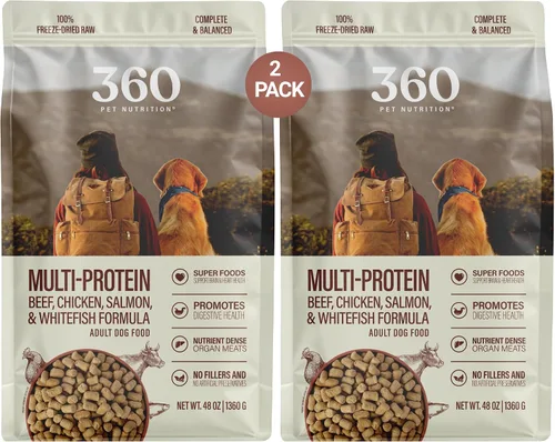 Vista 15 de 360 Pet Nutrition Alimento crudo liofilizado para perros – Receta de carne de res con hígado y órganos, alta proteína con omega-3, frutas, verduras
