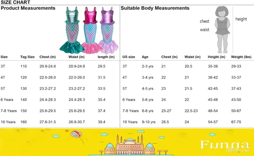 Vista 6 de Funna Disfraz de sirena para niñas, vestido de princesa con accesorios rosa, talla 4T