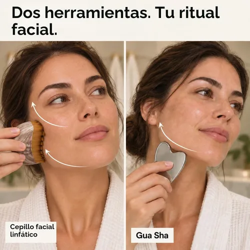 Vista 2 de Gua Sha Facial Tools, Lymphatic Contour Face Brush Set
