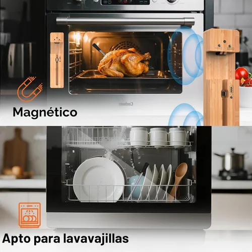 Vista 5 de Newise Termómetro de Carne Inalámbrico Bluetooth con Aplicación Inteligente, Largo Alcance y Carga Rápida, Termómetro Digital de Alimentos