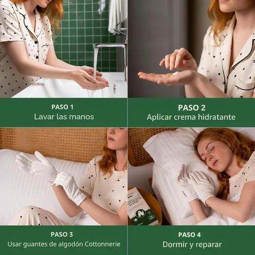 Vista 4 de 4 Pairs Cottonnerie Organic Cotton Gloves for Dry Hands Sleeping, Moisturizing Gloves Overnight, Hand Moisturizer Gloves, Moisture Gloves for Dry