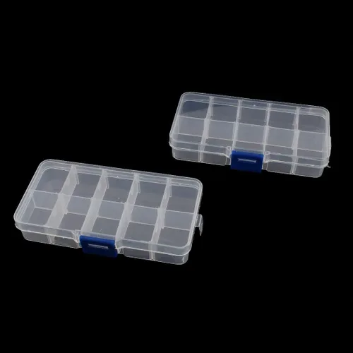 Vista 4 de uxcell 2 unids plástico transparente 10 secciones prensa hebilla tableta caja titular