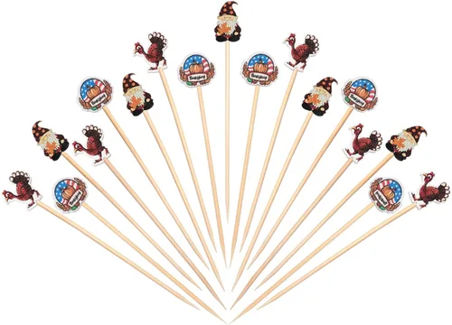 Vista 14 de Palillos de Cóctel Gold Star, Mondadientes Decorativos de 5.5 Pulgadas de Largo para Aperitivos, Frutas y Adorno de Bebidas, Suministros de Fiesta