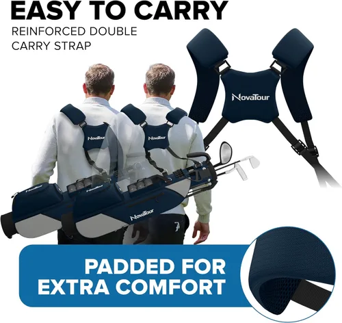 Vista 4 de Bolsa de golf ultraligera Premium Par 3 con doble correa, 6 bolsillos con cremallera para campos ejecutivos y par 3