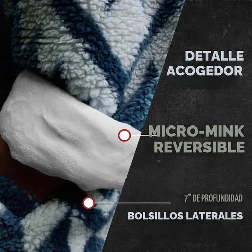 Vista 4 de Coleman Sudadera con Capucha de Manta Vestible de Gran Tamaño de Sherpa y Micro-Visón, Azul - Talla Única para la Mayoría Ultra suave, talla única