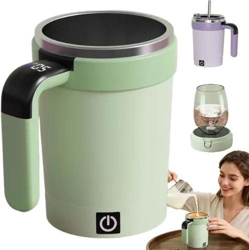 Vista 10 de Taza de agitación magnética automática – Recargable de acero inoxidable portátil para café, leche y chocolate caliente (negro)