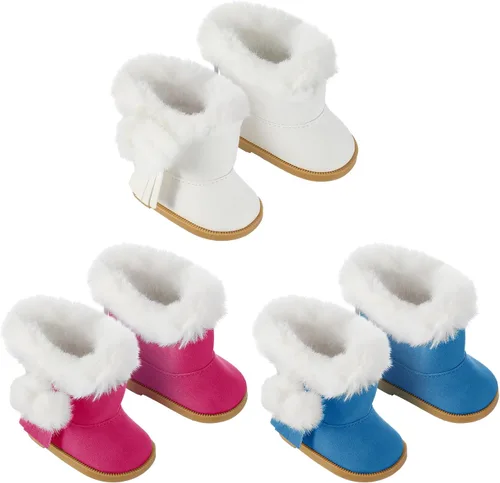Vista 9 de Bencailor - 3 pares de botas de muñeca de 18 pulgadas, nieve de invierno Negro Blanco Marrón