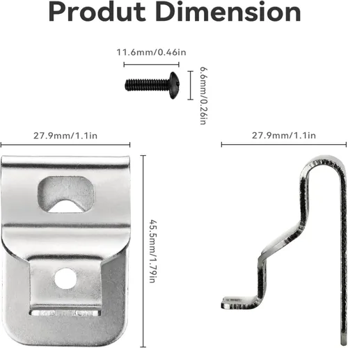 Vista 3 de 6pack N268241 N086039 Hebilla de clip para cinturón Dewalt Acero inoxidable Herramienta de perforación Clip 304 (con tornillos) Compatible