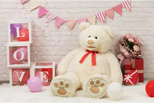 Vista 3 de HollyHOME Oso de peluche gigante de 5 pies con huellas grandes, regalo de San Valentín, 5 pies, color beige