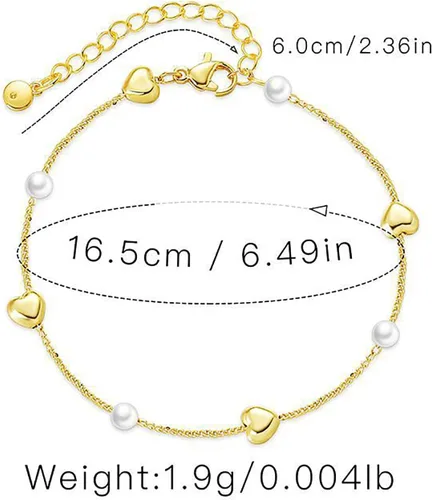 Vista 65 de Delicadas pulseras de oro para mujer, chapado en oro 18, ajustable, mal de ojo, mariposa, cuentas, perla, corazón, turquesa, hecha a mano para mujer