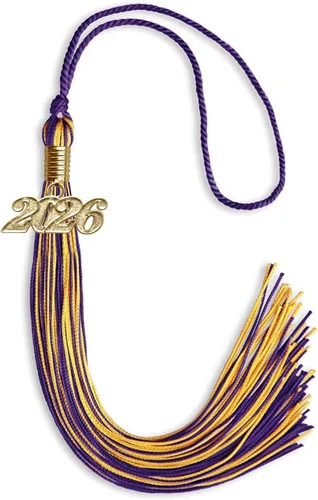 Vista 124 de Endea Graduation - Borla de doble color mixto con fecha dorada (negro/dorado antiguo, 2021)