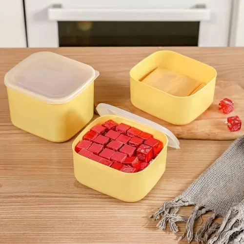 Vista 5 de Recipiente de queso en rodajas para refrigerador, recipientes de almacenamiento de queso de plástico con tapas, bloque de mantequilla, recipiente