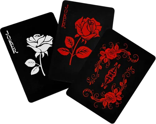 Vista 2 de Joyoldelf Cartas de juego, baraja de cartas impermeable con patrón único y respaldo de flores, póker de PVC para fiestas, juegos y magia