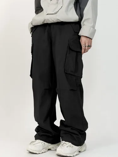 Vista 3 de SHENHE Pantalones cargo sueltos con cordón de cintura elástica para hombre