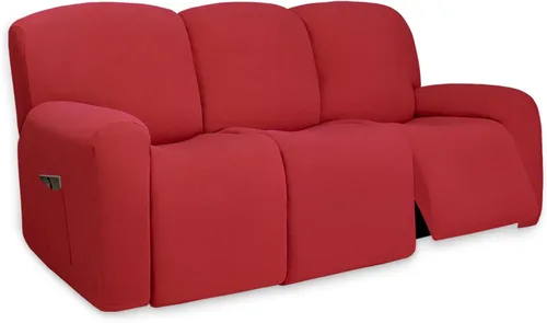Vista 24 de PureFit Funda súper elástica para sofá reclinable con bolsillo, funda de sofá suave y antideslizante de elastano, lavable, protector de muebles