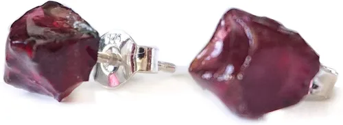 Vista 16 de Pendientes de botón de cristal de piedra natal para mujer y hombre - Plata esterlina